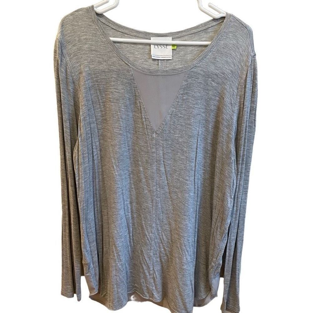 Lysse Top Womens M Long Sleeve Mixed Media Valencia Gray